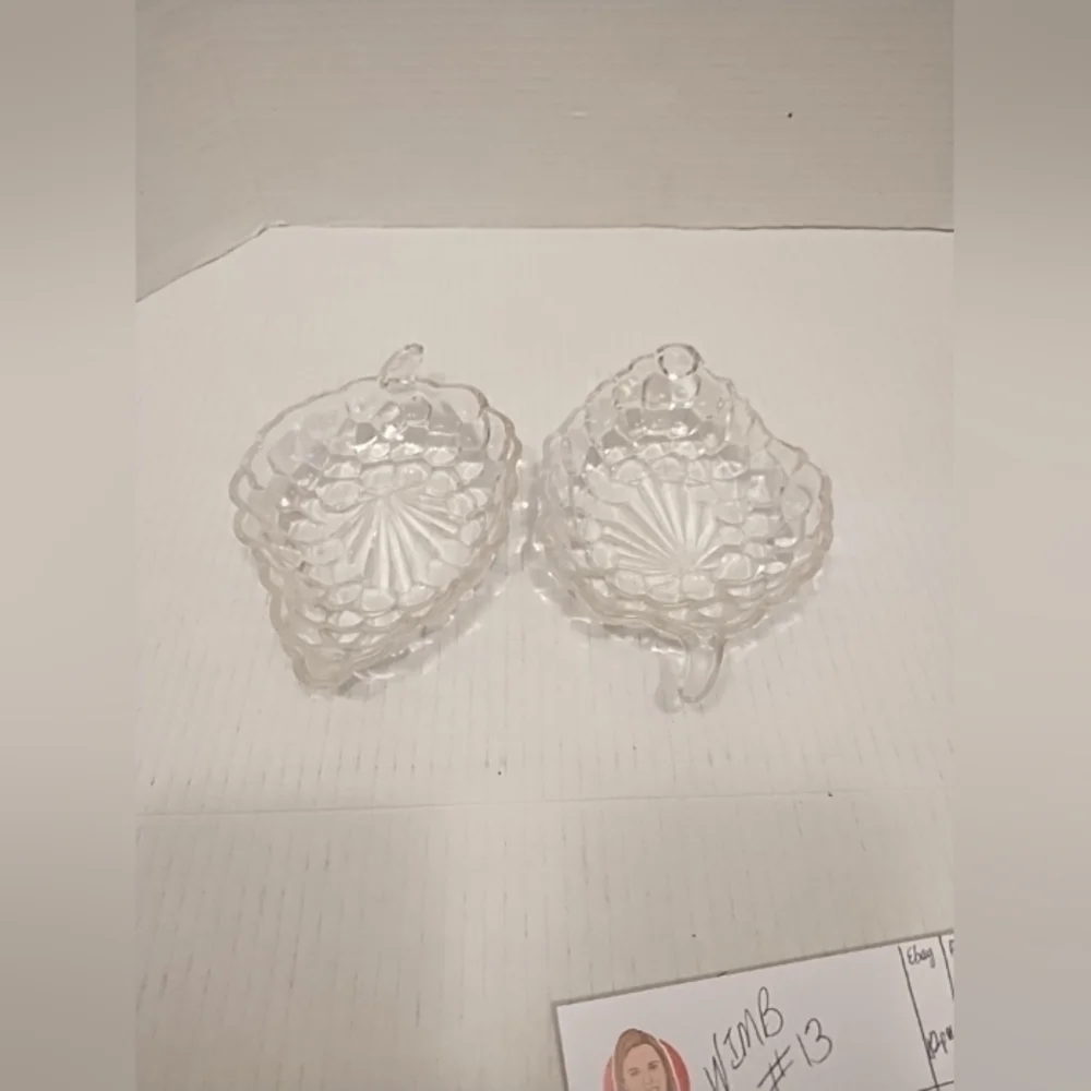 Grape‎ Cluster Shape Candy Dishes Set Of Two Cut Glass Crystal 7